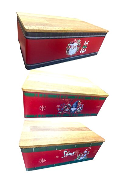 Yenigeldi Μεταλλικό χριστουγεννιάτικο στολίδι 1 τεμαχίου, κουτί ψωμιού με ξύλινη σανίδα κοπής, διαστάσεις 30*20*11 εκ., κουτί πολλαπλών χρήσεων