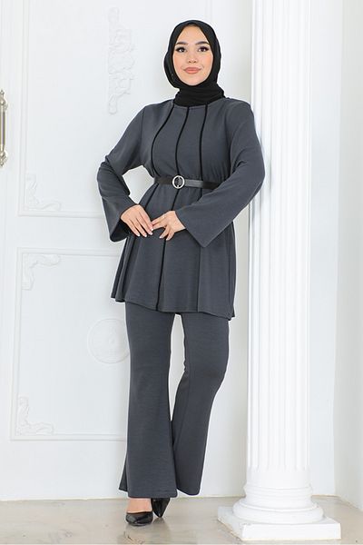 Bestenur Anthracite River Tunic and Pants Set - 1299