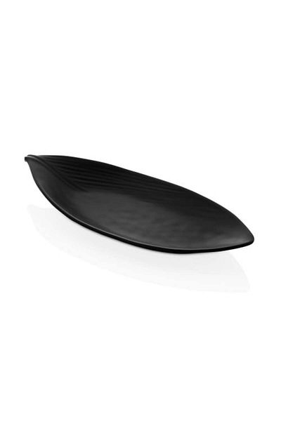 Külsan Melamine serving leaf shape plate BLACK color size 36 cm