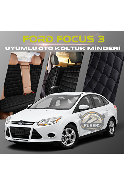 SHOOPLAA طقم وسائد مقعد السيارة Ford Focus 3 باللون الأسود مع جيوب ريش تايلان...