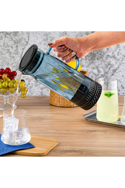 LUCES DESİGN 1300 ml Akrilik  Detoks Sürahi,Vakum Kapaklı Sunum Sürahi,1.3 Li...