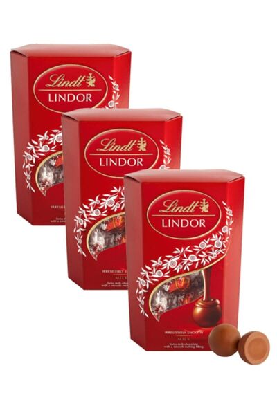 Lindt Lindor Sütlü Truffle Çikolata Milk Chocolate 3'lü Kampanya Paketi 411 gr