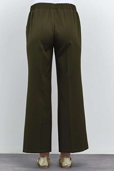 Tuğba Beli Lastikli Culotte Pantolon - Haki