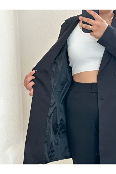 Azra Kadın Sıyah Kuşaklı Ceket