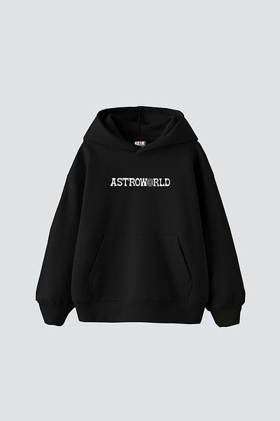 Sekizbiraltı Унисекс черен суичър с щампа AstroWorld