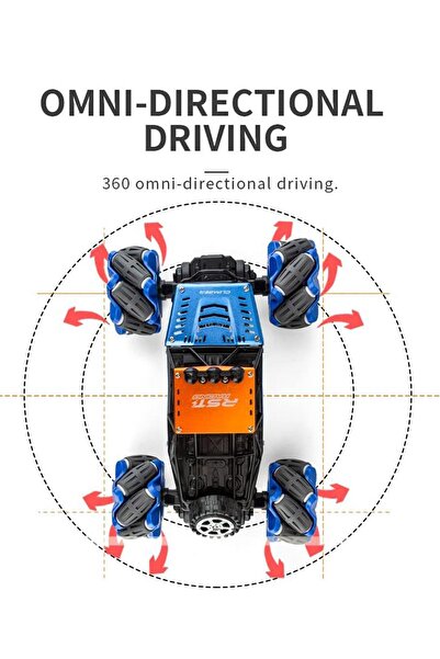 Sole LED Işıklı 2.4Ghz Şarjlı, 360 Derece Dönebilen El ve Kumanda Kontrollü, Metal Big Foot Araba
