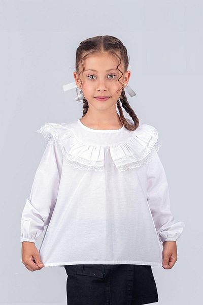 Trend Baby Kids Cămașă de școală pentru fete de 2-5 ani - Detaliu din dantelă și volan