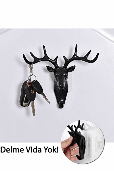 ARVALE Geyik Figürlü 9 Kancalı Duvar Askısı | Dekoratif Anahtarlık Düzenleyici, Delmeden Montaj!