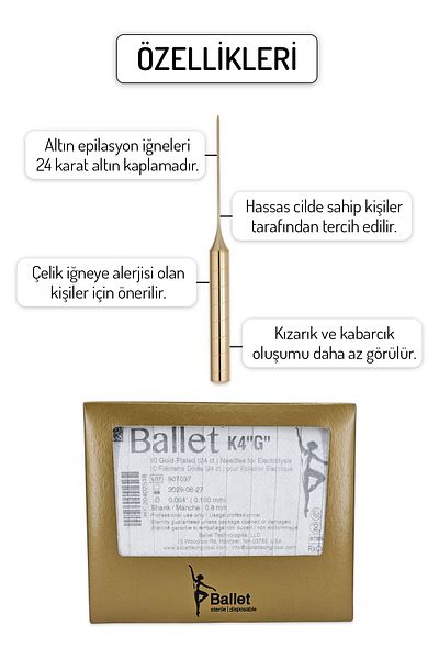 Ballet 1 Piece K4 Gold Hair Removal Needle Original K4 Gold Needle