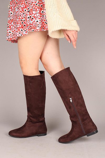 Birikon ILSE Flat Suede Μποτάκια ΚΑΦΕ