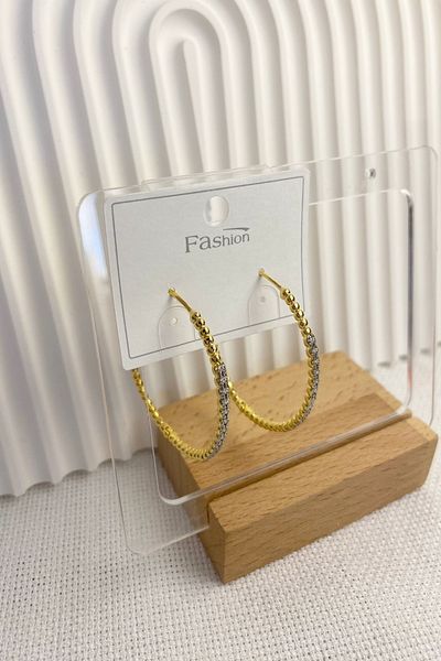 DEMOKAN Women's Earrings Vip Series Imported Zircon Stone Row Topcuk Inca Hoop Non Tarnish Earrings