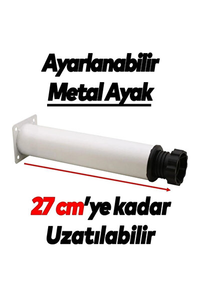 NUBLADO Metal 25 Cm Ayarlanabilir Beyaz Koltuk Baza Mobilya Kanepe Yükseltici Destek Ayağı Ayakları.