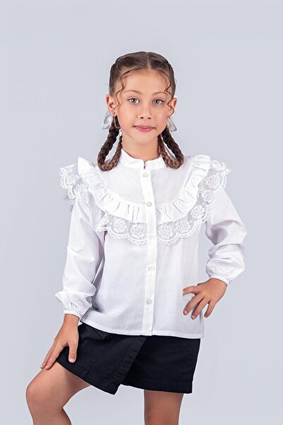 Trend Baby Kids Cămașă de școală pentru fete de 2-5 ani - festonată