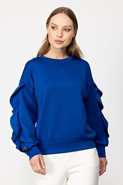 on Kolları Fermuarlı Sweat Saks