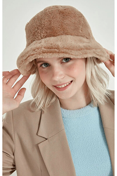 caxis قبعة دلو نسائية من القطيفة ذات ملمس ناعم باللون البني الداكن