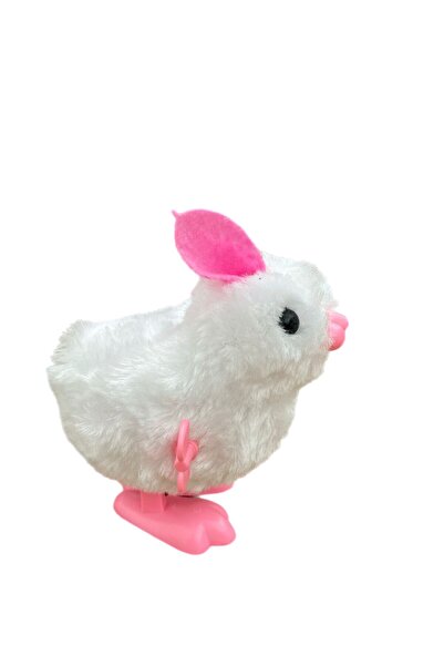 alpmodel Kurmalı Peluş Zıp Zıp Yürüyen Beyaz Tavşan 10 Cm