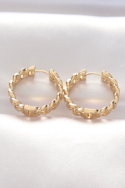 Skygo Brass Gold Color Chain Model Hoop Earrings - Tj-Bkp8970