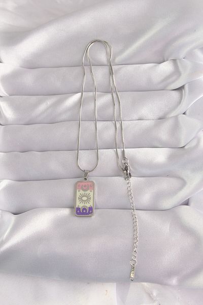 Skygo 316L Steel Silver Tarot Necklace - Moon Figure and Enamel, Color Mixed - Tj-Bko9044