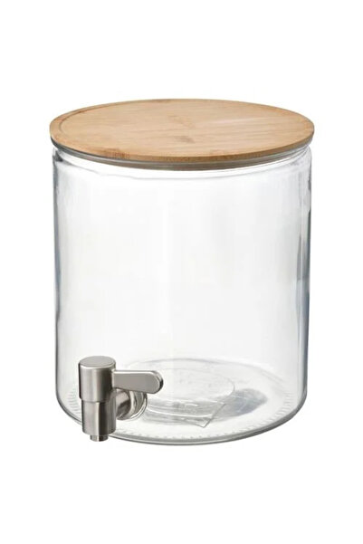 SUMUHOME 365+ SEBİL MUSLUKLU SÜRAHİ CAM BAMBU KAPAKLI 4 LT