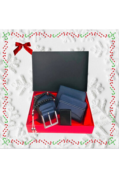 Carlino Sevgililer Günü Erkek Hediye Seti Lacivert Kemer Cüzdan Kredi Kartlık...