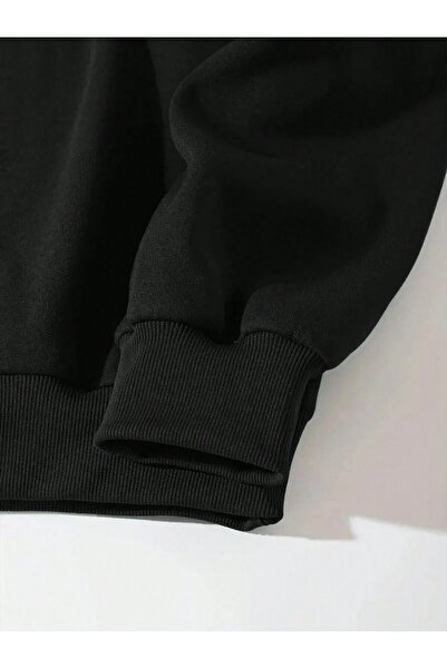 Pink Sky Чорний оверсайз-светр з капюшоном - Худі з принтом на грудях