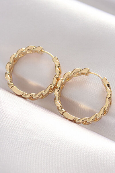 Skygo Brass Gold Color Chain Model Hoop Earrings - Tj-Bkp8970