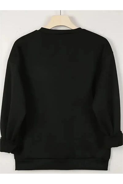 Pink Sky Black Oversize Crew Neck Silly Goose Printed Sweatshirt