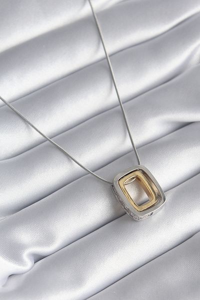 Skygo Gold Colored 316L Steel Square Model Zircon Stone Women's Necklace - TJ-BKO8250