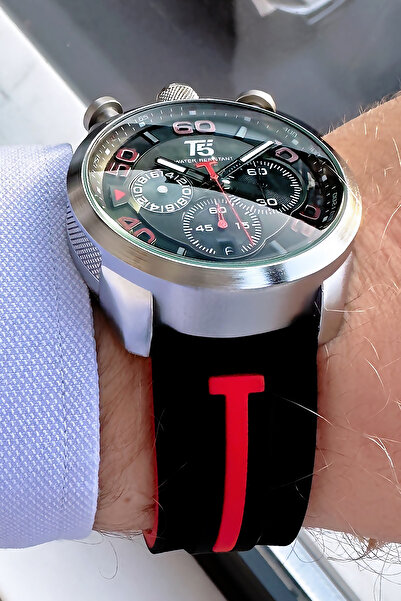 T5 Saat Orijinal Erkek Kol Saati Fonksiyonlar Aktif Siyah Renk Silikon Kordon Bileklik Hediyeli Tse2004c2