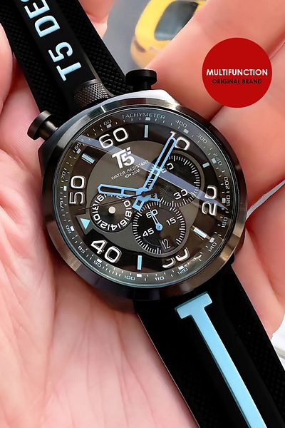 T5 Saat Men's Black Silicone Wrist Watch - Functions Active with Bracelet Gift Tse2004C3