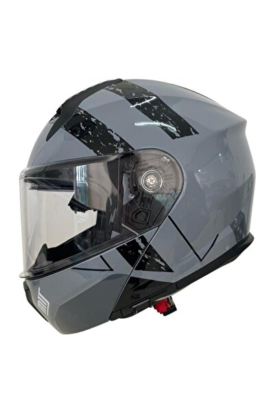 MTS M-966 Çene Açılır Güneş Vizörlü Motosiklet Kaskı Gri