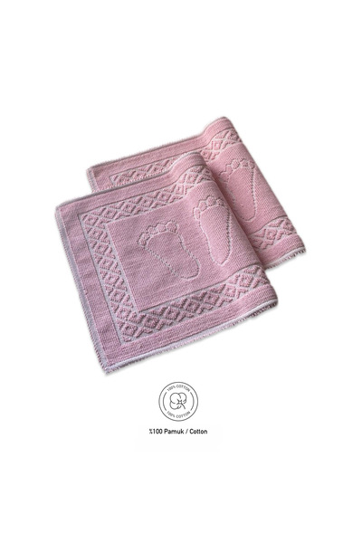 Bonny Home Soffy Pink and Pink Set of 2 50X70 cm Bath Mat 100% Natural Cotton Foot Mat and Foot Towel