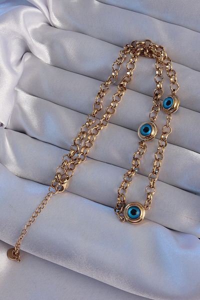 Skygo 316L Steel Gold Color Evil Eye Bead Model Necklace - Tj-Bko8947