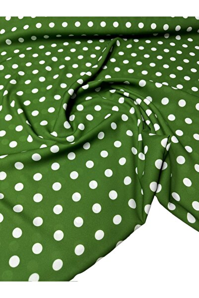 ipekkumaş Yeşil Puantiye Desen Elbiselik Gömleklik Krep Kumaş Ürünümüz Adet O...