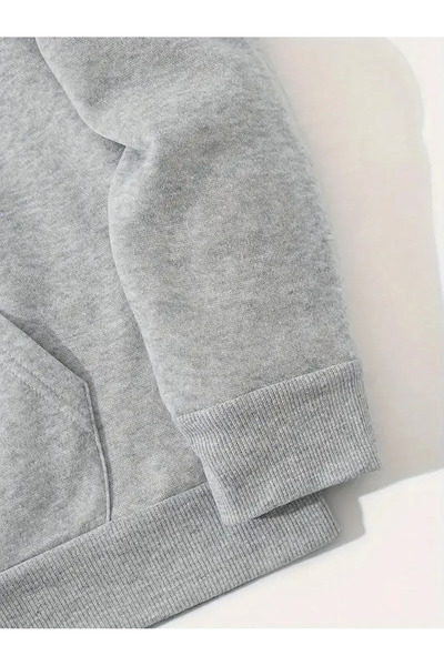 Pink Sky Gray - Triangle Printed Hooded Zipper Oversized Sweatshirt