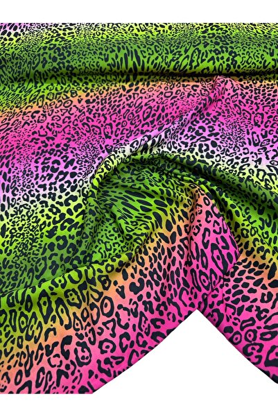 ipekkumaş Renkli Leopar Desen Elbiselik Gömleklik Krep Kumaş Ürünümüz Adet Ol...