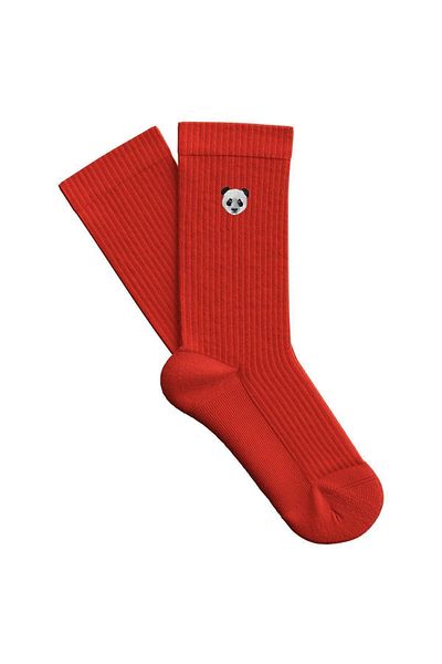 WWF Market Panda Long Towel Socks - Red