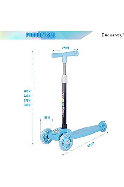 ALBADER Scooter For Kids, Adjustable&folding 3 Wheel Scooter, Led Light Up Wheels, For 2-8 Years Old