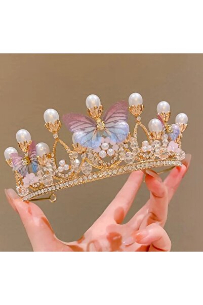 Beauty Box Prenses Kraliçe Asilzade Tacı İncili Kelebekli Dikkat Çekici Detay...