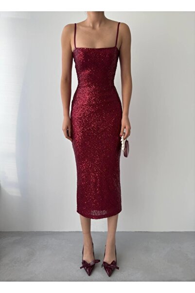 LİSAA BUTİK İP ASKILI PUL PAYET ELBİSE