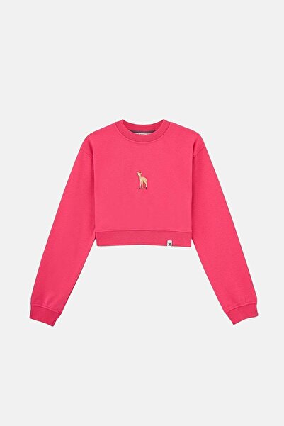WWF Market Mountain Gazelle Soft Fleece Crop Sweatshirt - Pink