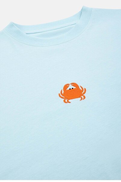 WWF Market Yengeç Lightweight Crop T-Shirt - Açık Mavi