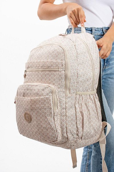 571 Collections Çanta Unisex Ultra Light αδιάβροχο σακίδιο πλάτης - Πολλαπλές τσέπες, μοτίβο κρέμα (Μοντέλο: 571-1B)