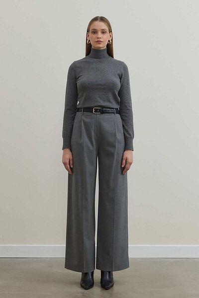 Tailors Room Anthracite Color Cotton Single Pleated Trousers