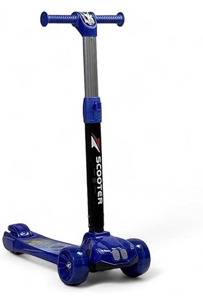 ALBADER 2-in-1 Kick Scooter, Adjustable & Foldable Scooter, 3 LED Lighted Wheels, Manual Scooter