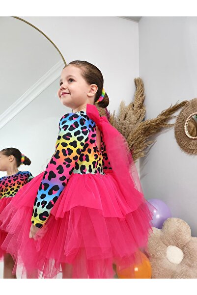 Tinypeople Kız çocuk kabarık fuşya abiye elbise çocuk Tütü abiye elbise