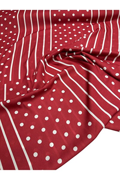 ipekkumaş قميص من قماش الكريب بنمط نقطي أحمر، يباع بالقطعة 1 قطعة 1 متر