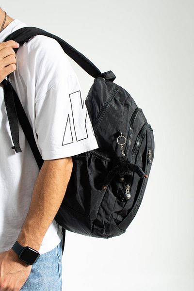 571 Collections Çanta Unisex Black Ultra Light Waterproof Backpack - Multi-Pocket (Model: 571-1D)