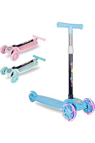 ALBADER Scooter For Kids, Adjustable&folding 3 Wheel Scooter, Led Light Up Wheels, For 2-8 Years Old