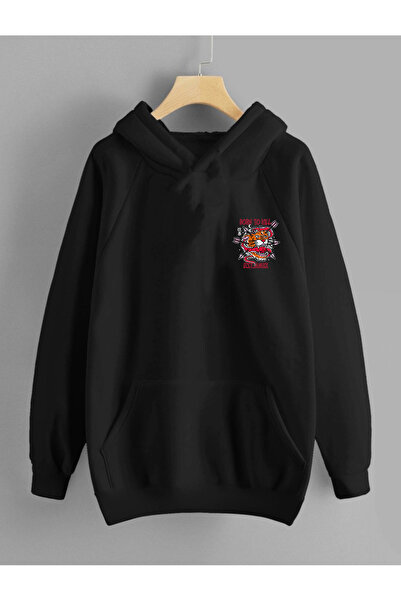 Relax family xf Ανδρικό φούτερ με κουκούλα Born Kill Back Print Μαύρο